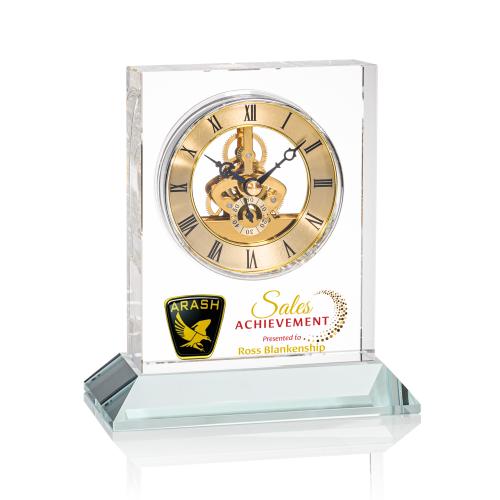 Corporate Gifts - Clocks - Ashland Full Color Clock on Base - Gold Dial