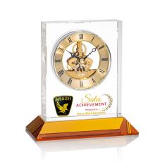 Ashland Full Color Clock on Base - Gold Dial - Corporate Gifts