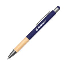 Assias Aluminum Pen w/Bamboo Grip & Blue Refill - Promotional Products