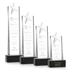 Fanshaw Silver Star Black on Base Towers Crystal Award - Awards and Trophies