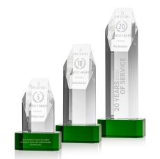 Ashford Towers on Green Base Crystal Award - Colored Crystal Awards