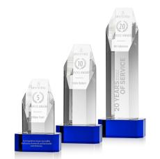 Ashford Towers on Blue Base Crystal Award - Colored Crystal Awards