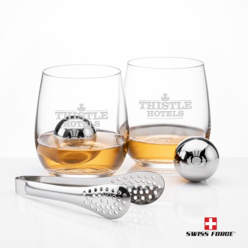 Corporate Gifts - Barware - Gift Sets - Swiss Force&reg; S/S Balls & 2 Gibson OTR