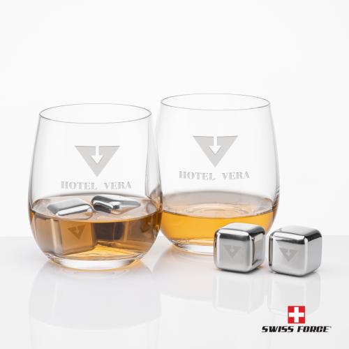 Corporate Gifts - Barware - Gift Sets - Swiss Force&reg; S/S Ice Cubes & 2 Gibson OTR