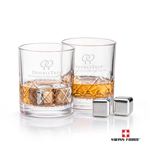 Corporate Gifts - Barware - Gift Sets - Swiss Force&reg; S/S Ice Cubes & 2 Heceta OTR
