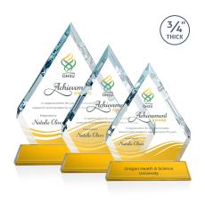 Apex Full Color Amber on Newhaven Base Diamond Crystal Award - Crystal Awards