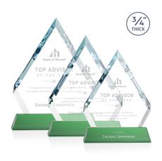 Apex Green on Newhaven Base Diamond Crystal Award - Colored Crystal Awards