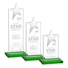 Bryanston Chrome Star Green Towers Crystal Award - Awards and Trophies