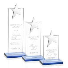 Bryanston Chrome Star Sky Blue  Towers Crystal Award - Crystal Awards