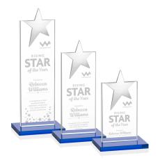 Bryanston Chrome Star Sky Blue  Towers Crystal Award - Awards and Trophies