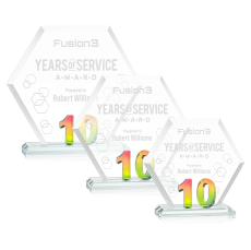 Riviera Anniversary Prismatic No 10 Polygon Crystal Award - Awards and Trophies