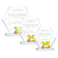 Riviera Anniversary Prismatic No 25 Polygon Crystal Award - Awards and Trophies