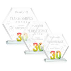 Riviera Anniversary Prismatic No 30 Polygon Crystal Award - Awards and Trophies