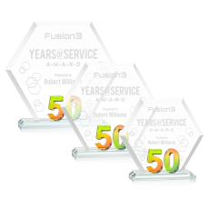Riviera Anniversary Prismatic No 50 Polygon Crystal Award - Awards and Trophies
