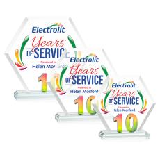 Riviera Anniversary Full Color Prismatic No 10 Polygon Crystal Award - Awards and Trophies