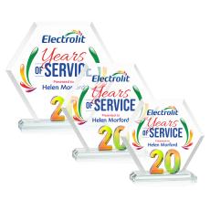 Riviera Anniversary Full Color Prismatic No 20 Polygon Crystal Award - Awards and Trophies