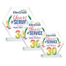 Riviera Anniversary Full Color Prismatic No 30 Polygon Crystal Award - Full Color Imprint