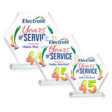 Riviera Anniversary Full Color Prismatic  No 45 Polygon Crystal Award - Full Color Imprint