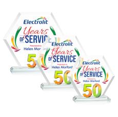 Riviera Anniversary Full Color Prismatic  No 50 Polygon Crystal Award - Full Color Imprint