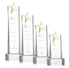 Fanshaw Gold Star Clear on Base Towers Crystal Award - Star Awards