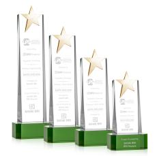 Fanshaw Gold Star Green on Base Towers Crystal Award - Star Awards