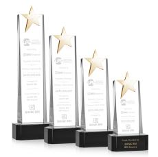 Fanshaw Gold Star Black on Base Towers Crystal Award - Star Awards