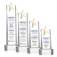 Fanshaw Gold Star Full Color Clear on Base Towers Crystal Award - Full Color Imprint