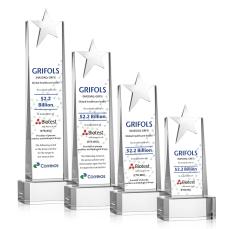 Fanshaw Silver Star Full Color Clear on Base Towers Crystal Award - Full Color Imprint