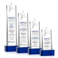 Fanshaw Silver Star Full Color Blue on Base Towers Crystal Award - Full Color Imprint