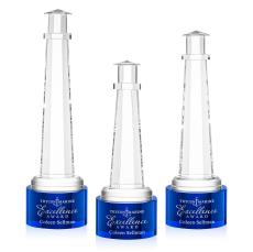 Lighthouse Blue on Marvel Base Crystal Award - Colored Crystal Awards
