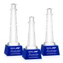 Lighthouse Blue on Robson Base Obelisk Crystal Award