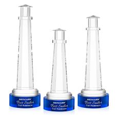 Lighthouse Blue on Stanrich Base Crystal Award - Colored Crystal Awards