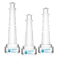 Lighthouse Full Color Crystal on Stanrich Base Award - Full Color Imprint