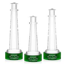 Lighthouse Green on Stanrich Base Crystal Award - Colored Crystal Awards