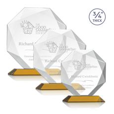 Bradford Amber Polygon Crystal Award - Awards and Trophies