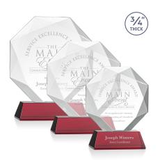 Bradford Red on Newhaven Base Polygon Crystal Award - Colored Crystal Awards