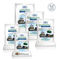 Messina Full Color Starfire on Newhaven Base Rectangle Crystal Award - Full Color Imprint