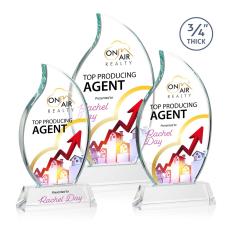 Croydon Full Color Clear on Newhaven Base Flame Crystal Award - Full Color Imprint