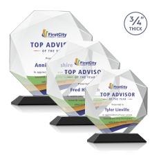 Bradford Full Color Black Polygon Crystal Award - Full Color Imprint