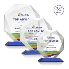 Bradford Full Color Blue Polygon Crystal Award - Full Color Imprint