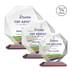Bradford Full Color Rosewood Polygon Crystal Award - Full Color Imprint