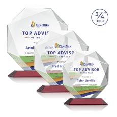 Bradford Full Color Red Polygon Crystal Award - Full Color Imprint