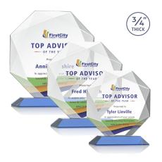 Bradford Full Color Sky Blue Polygon Crystal Award - Full Color Imprint