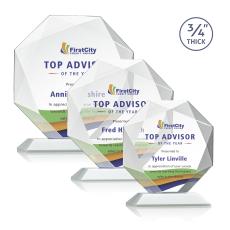Bradford Full Color White Polygon Crystal Award - Full Color Imprint