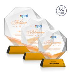 Bradford Full Color Amber on Newhaven Base Polygon Crystal Award - Full Color Imprint