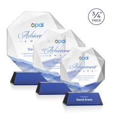 Bradford Full Color Blue on Newhaven Base Polygon Crystal Award - Full Color Imprint