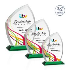 Daltry Full Color Green Unique Crystal Award - Awards and Trophies