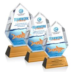 Norwood Full Color Amber on Newhaven Base Polygon Crystal Award - Full Color Imprint