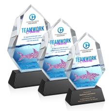 Norwood Full Color Black on Newhaven Base Polygon Crystal Award - Crystal Awards