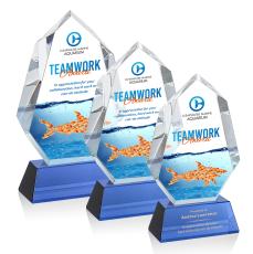 Norwood Full Color Blue on Newhaven Base Polygon Crystal Award - Crystal Awards